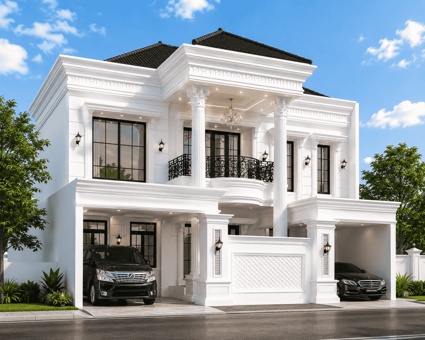 Desain rumah american classic mewah