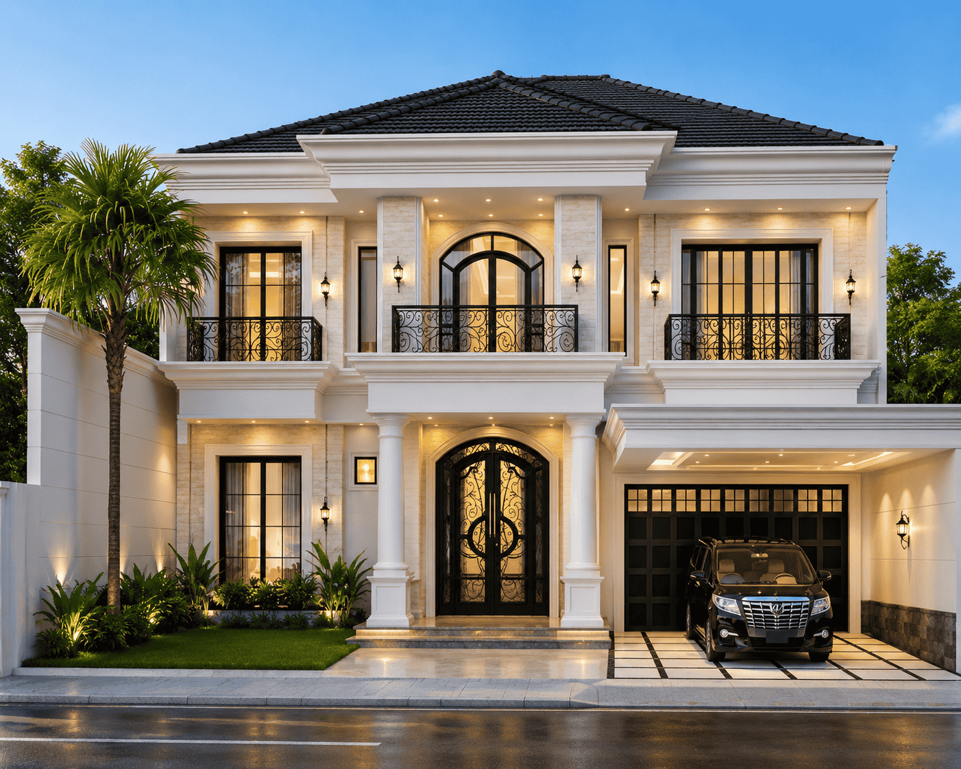 Desain rumah american classic mewah