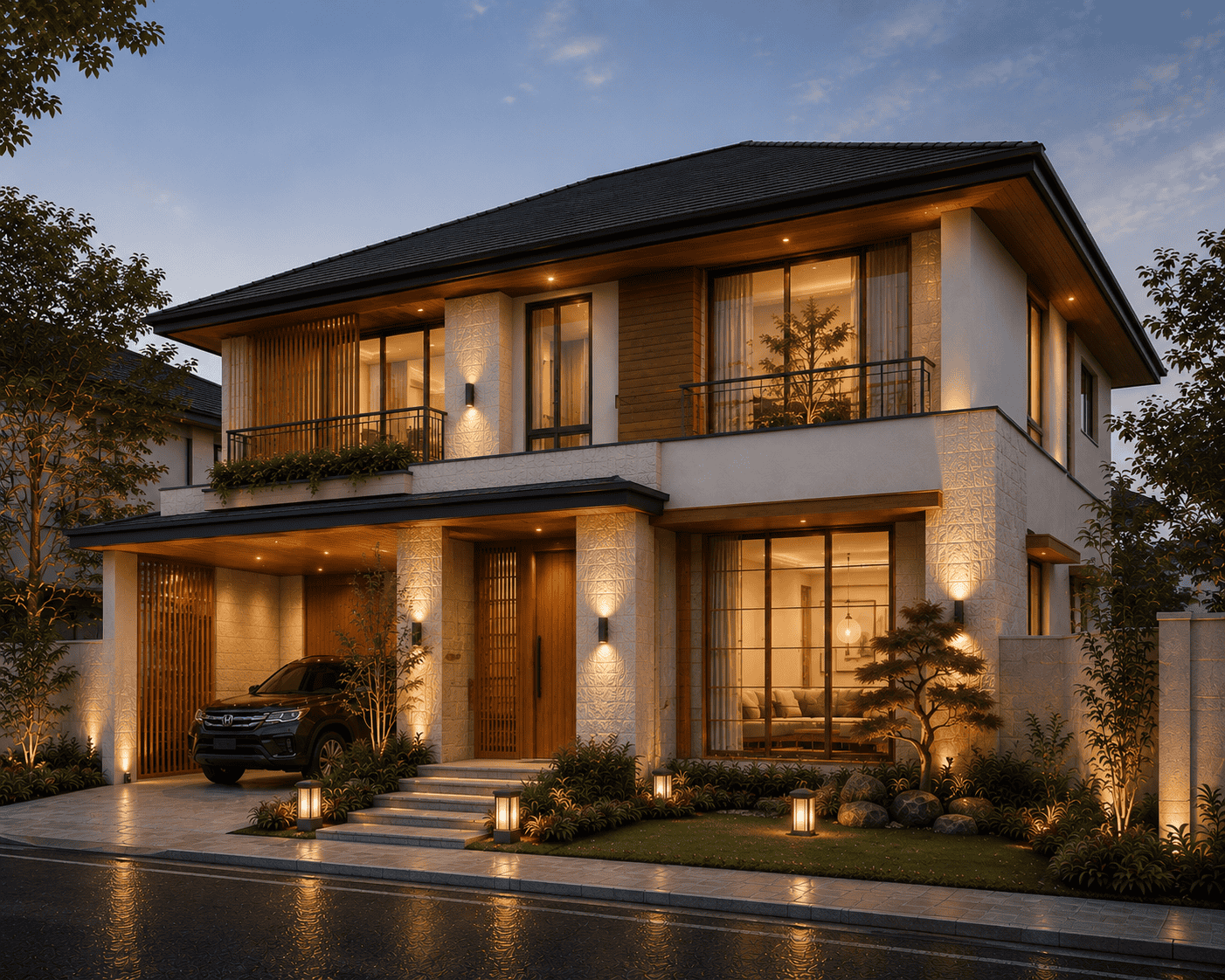 Desain rumah japandi natural zen