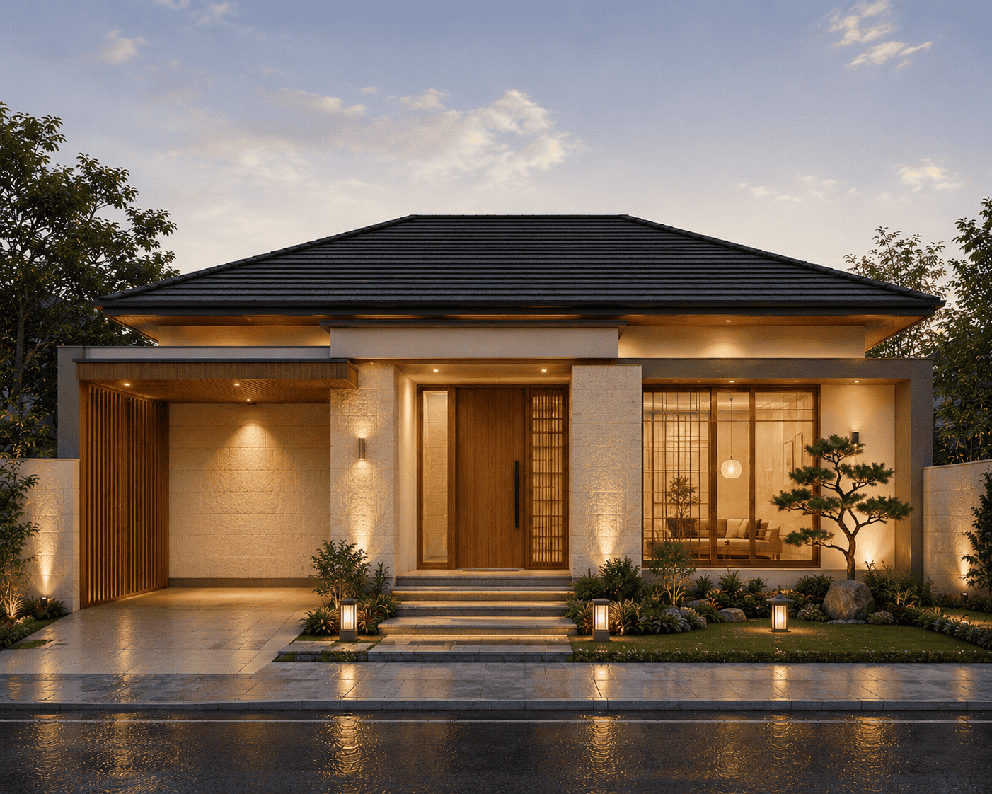 Desain rumah japandi natural zen