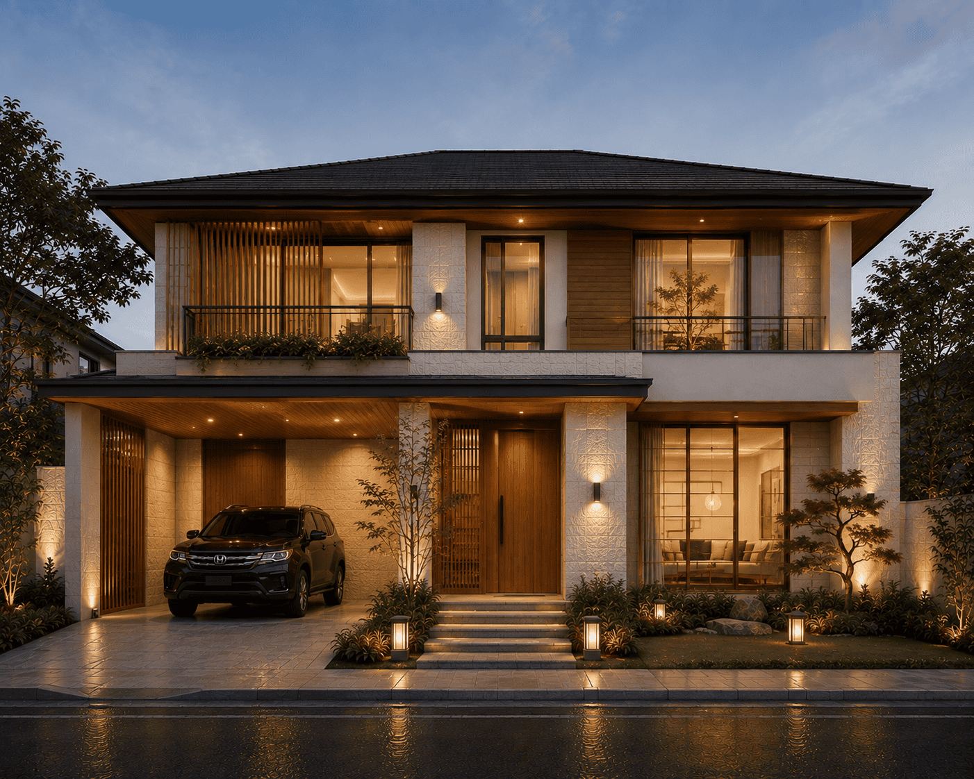 Desain rumah japandi natural zen
