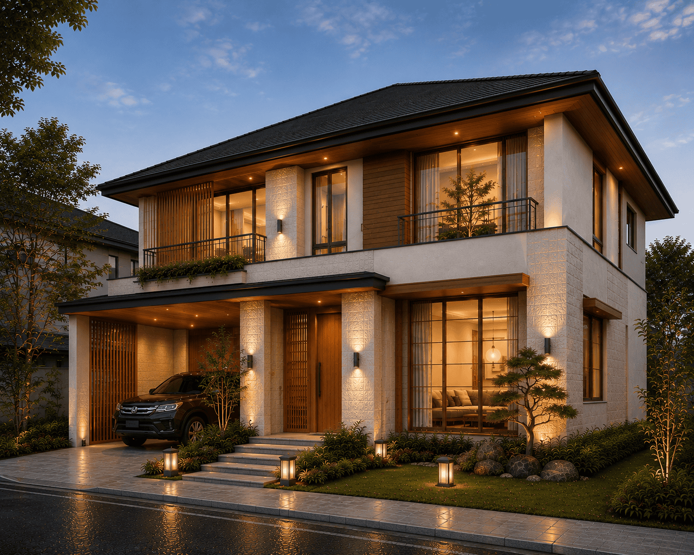 Desain rumah japandi natural zen