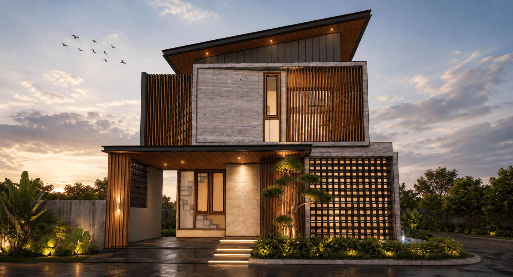 Desain rumah japandi natural zen