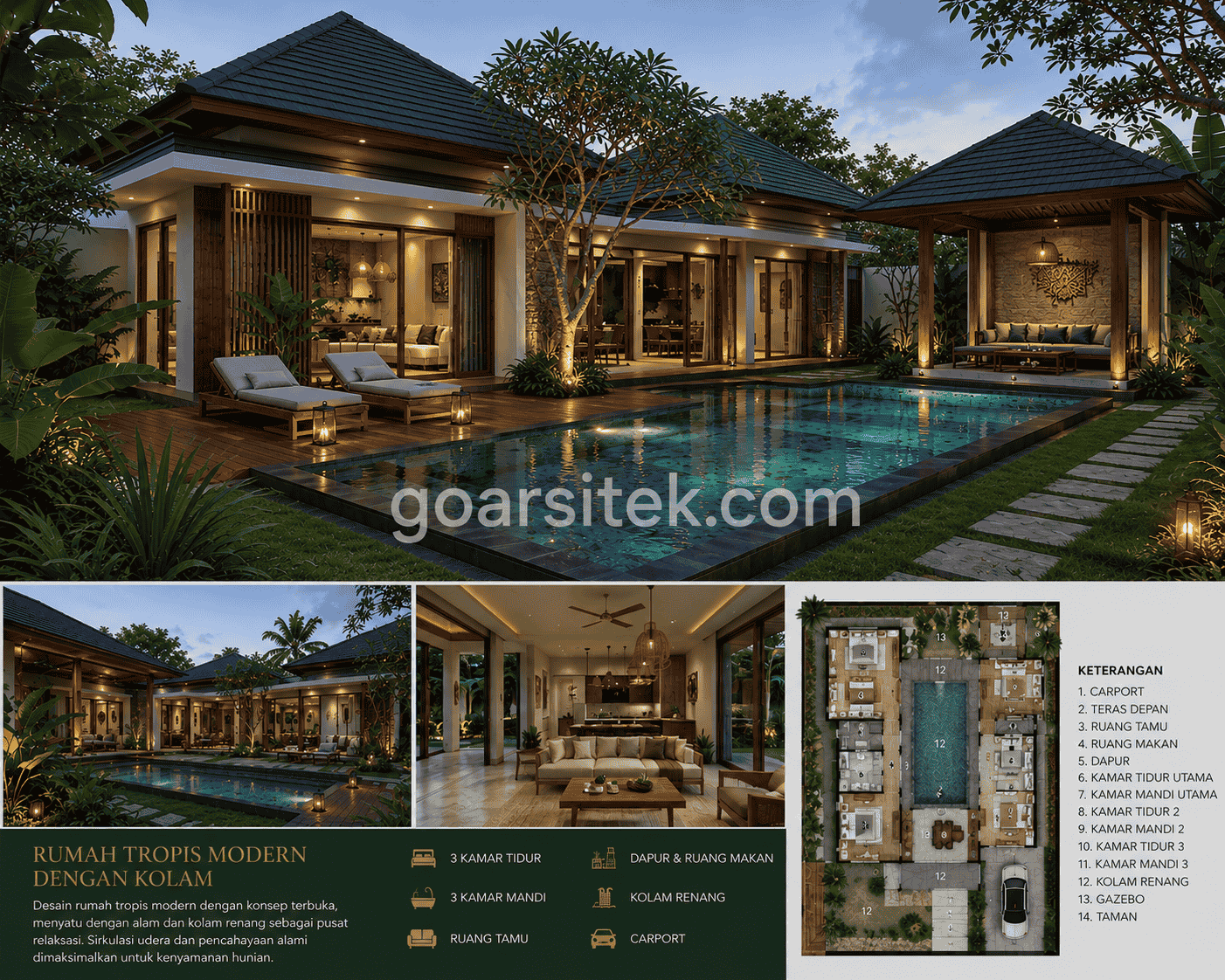 Desain rumah tropis Indonesia alami